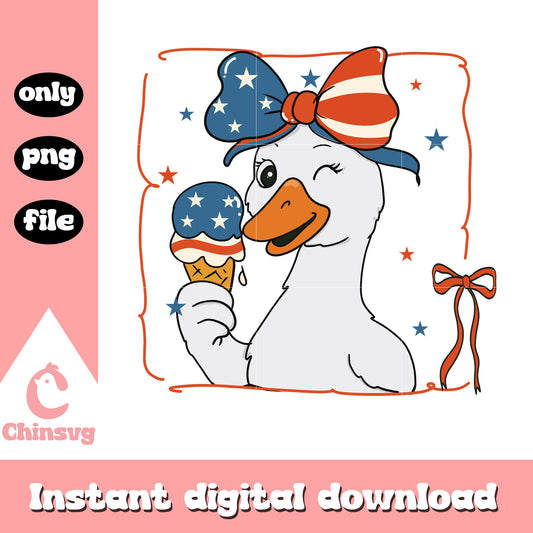 Goose 4th of july coquette bow png, 4th of july holiday png
