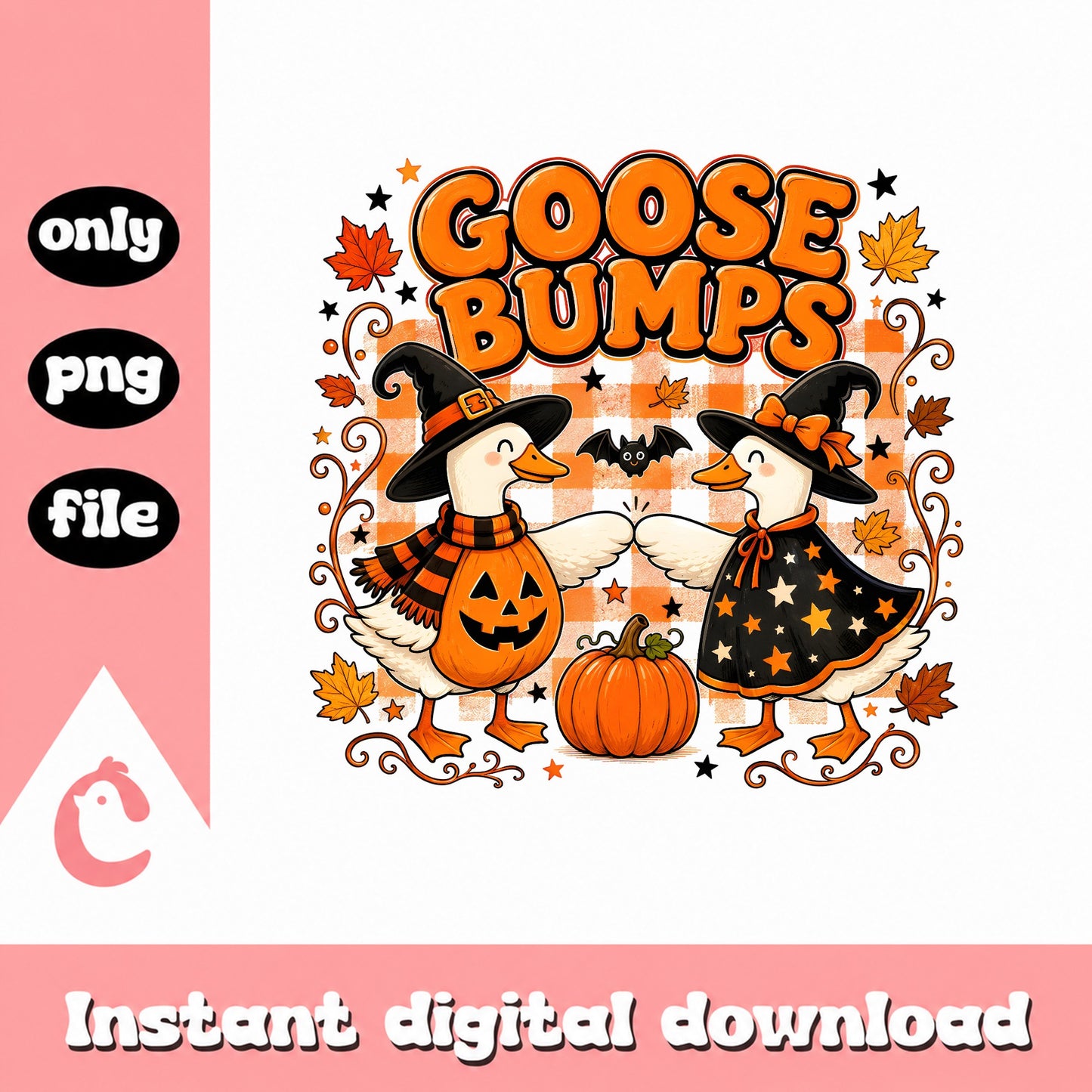 Goose Bumps Halloween SVG, Fall Pumpkin Geese PNG, Autumn SVG