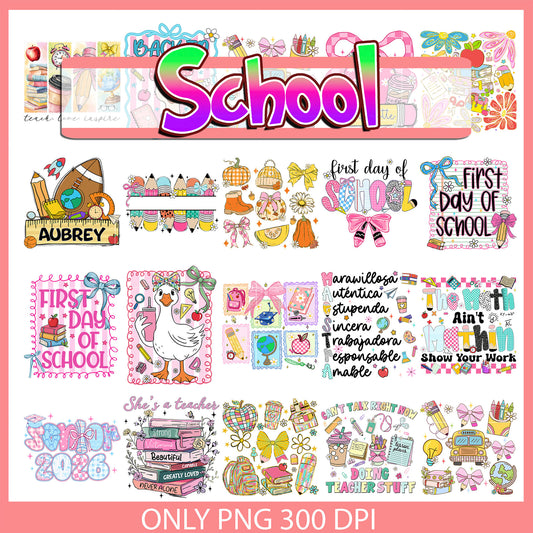 Goose back to school bundle png, silly goose​ png, first day school png