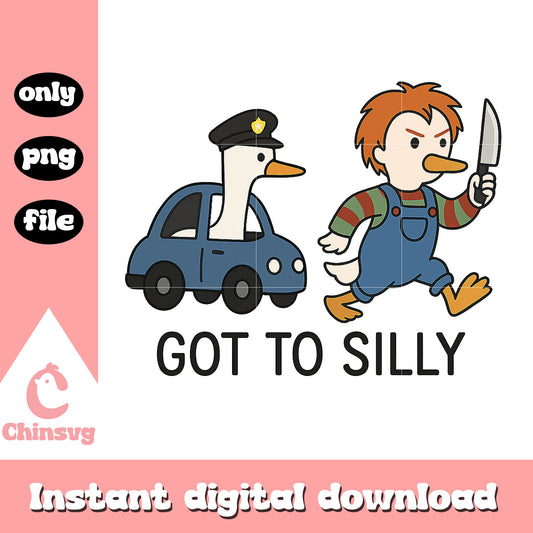 Goose chucky got to silly design png, child's play png