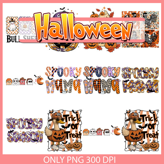 Goose trick or treat design bundle png, spooky halloween​ png