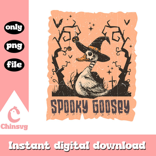 Goose witch spooky goosey png, Goose witch goosey vintage poster png