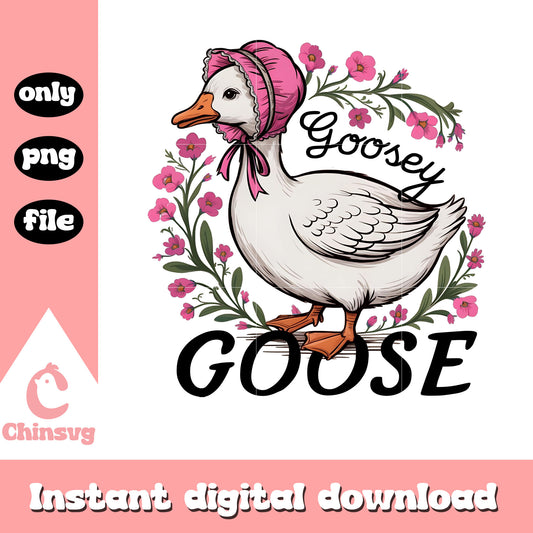 Goosey goose baby duck design png, vintage floral png, duck png