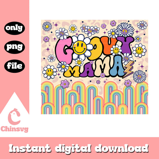 Goovy mama daisy flower png, vintage flower png, mama png