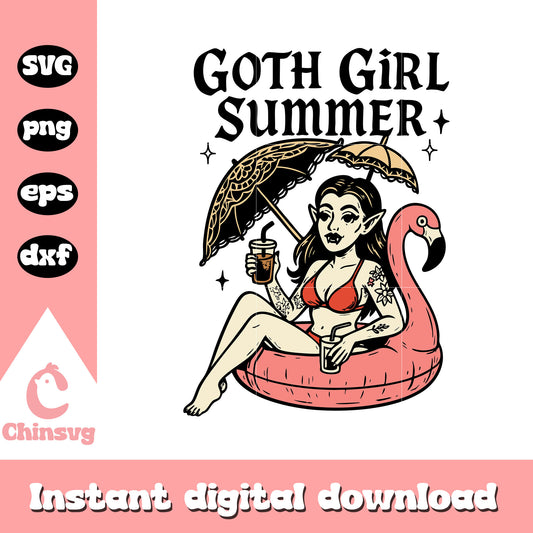Goth girl summer relax svg, summer time svg, summer vibes svg