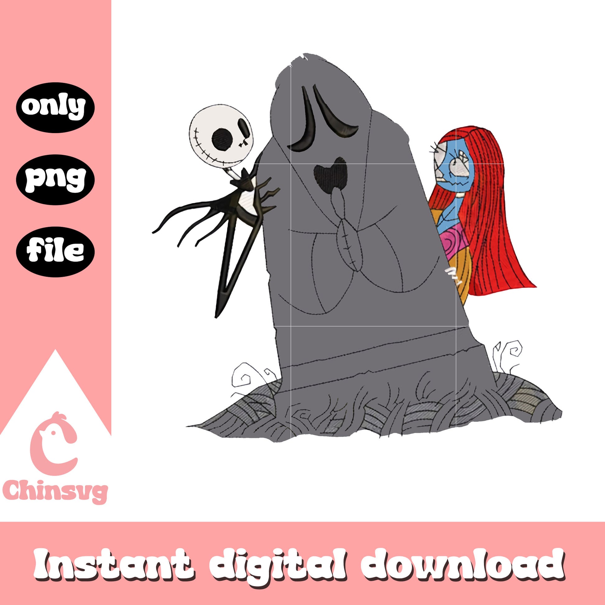 Gothic couple jack and sally clipart png, sally jack skellington png