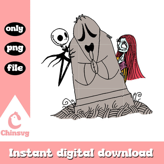 Gothic couple jack and sally design png, jack skellington sally png