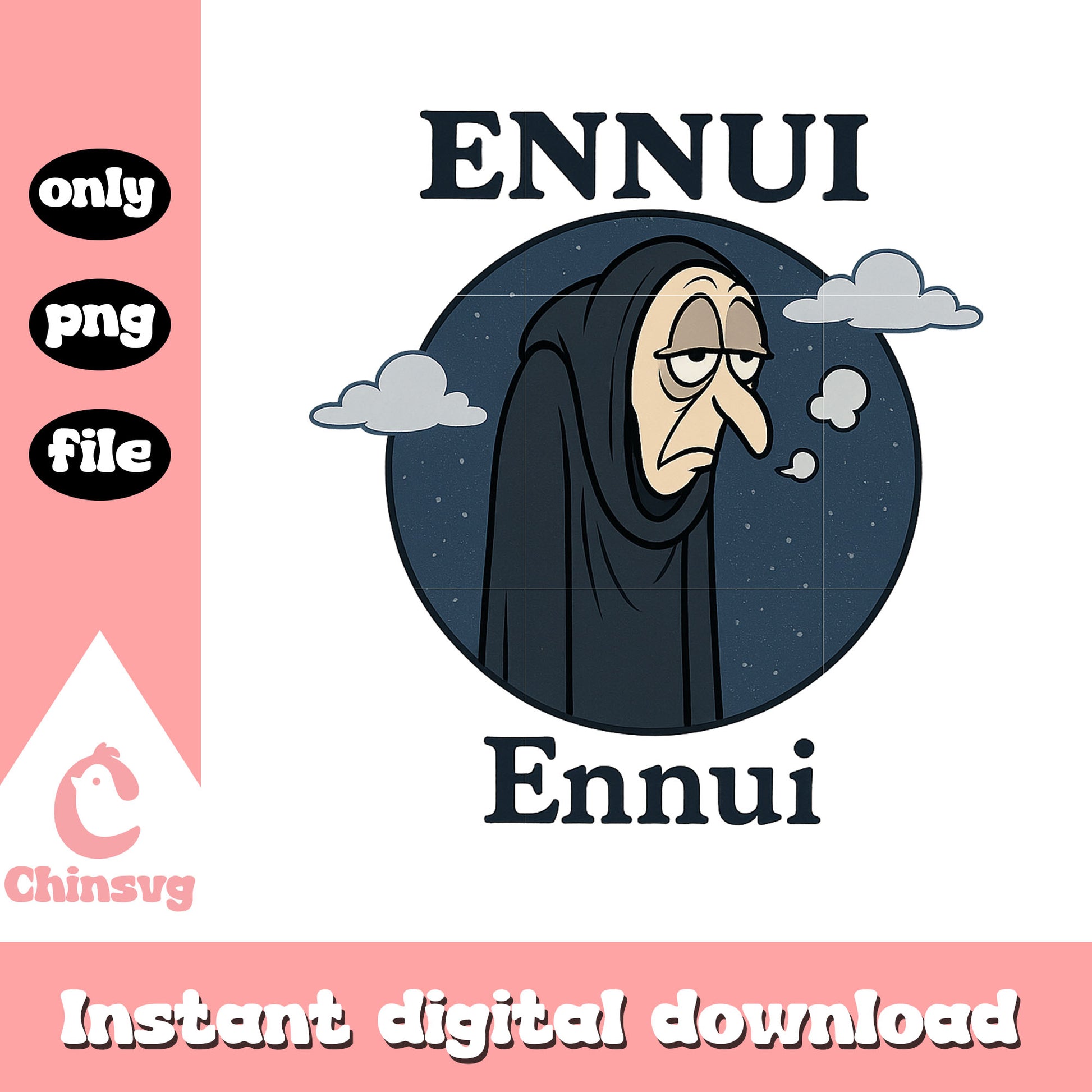 Gothic ennui character inside out png, inside out ennui png