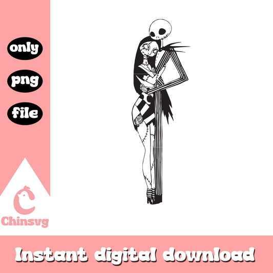 Gothic jack and sally black white png, jack sally png