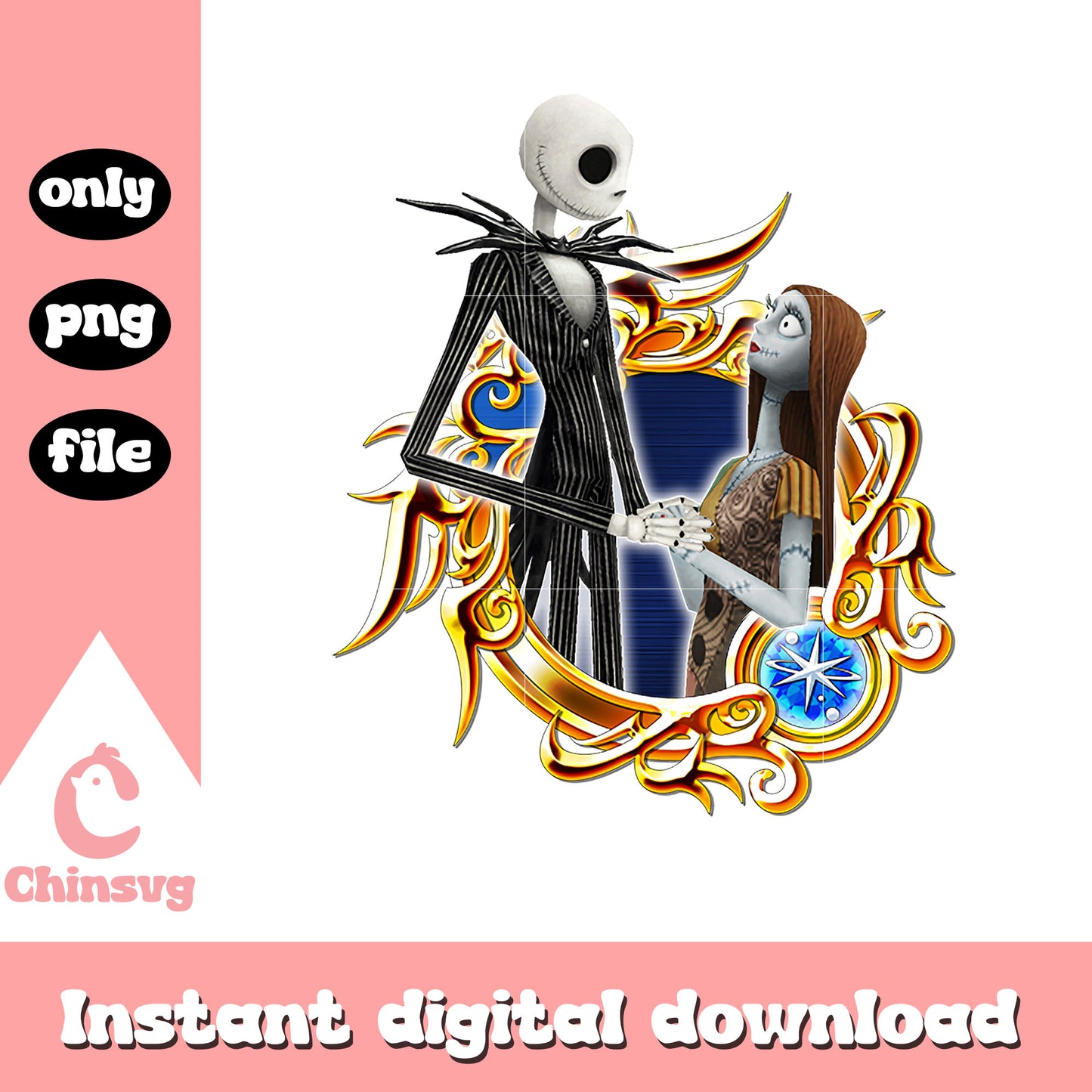 Gothic jack and sally png, nightmare before christmas jack and sally png
