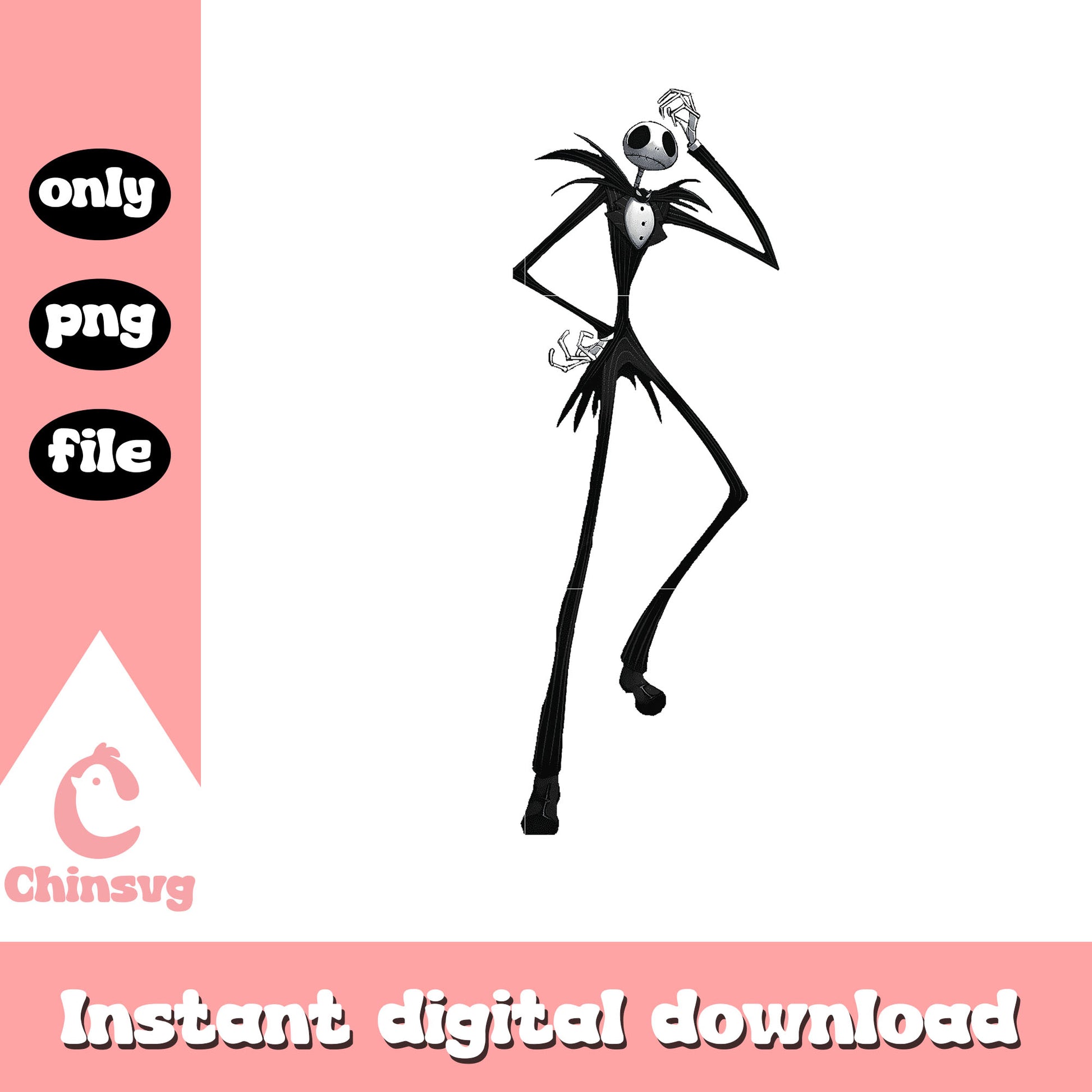 Gothic jack skellington art png, jack skellington character png
