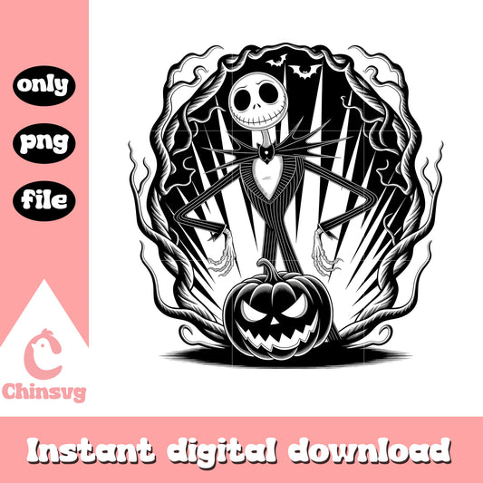 Gothic jack skellington black white png, jack skellington movie png