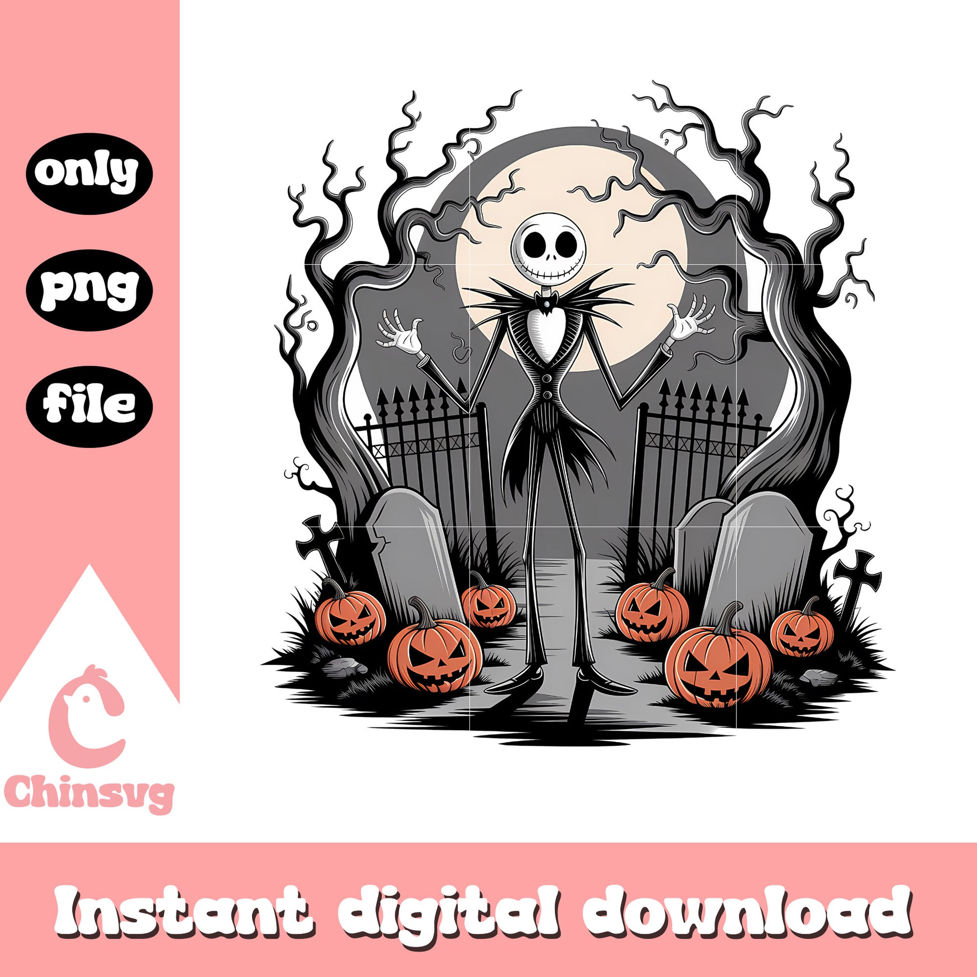 Gothic jack skellington cartoon png, jack skellington character png