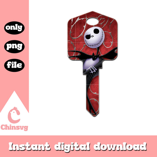Gothic jack skellington key shape design png, jack skellington png