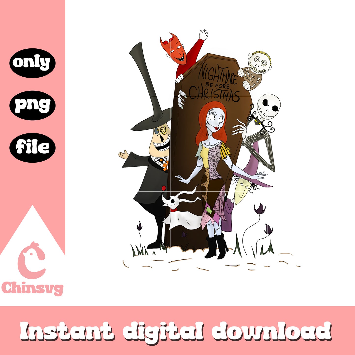 Gothic nightmare characters png, the night before christmas png