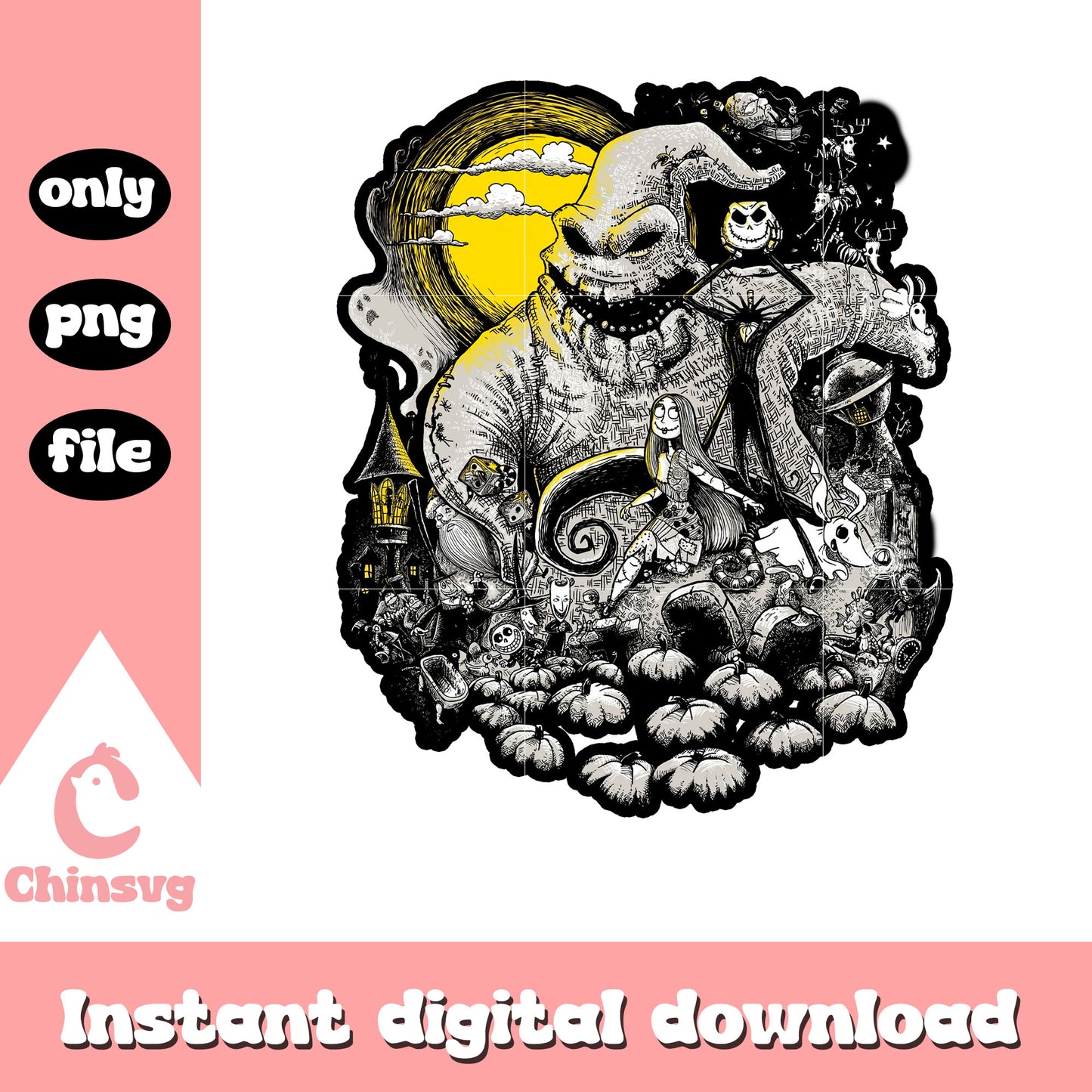 Gothic oogie boogie painting design png, oogie boogie art png