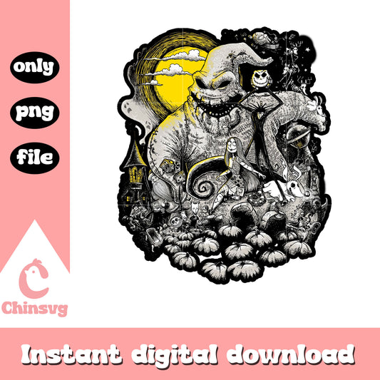 Gothic oogie boogie painting design png, oogie boogie art png