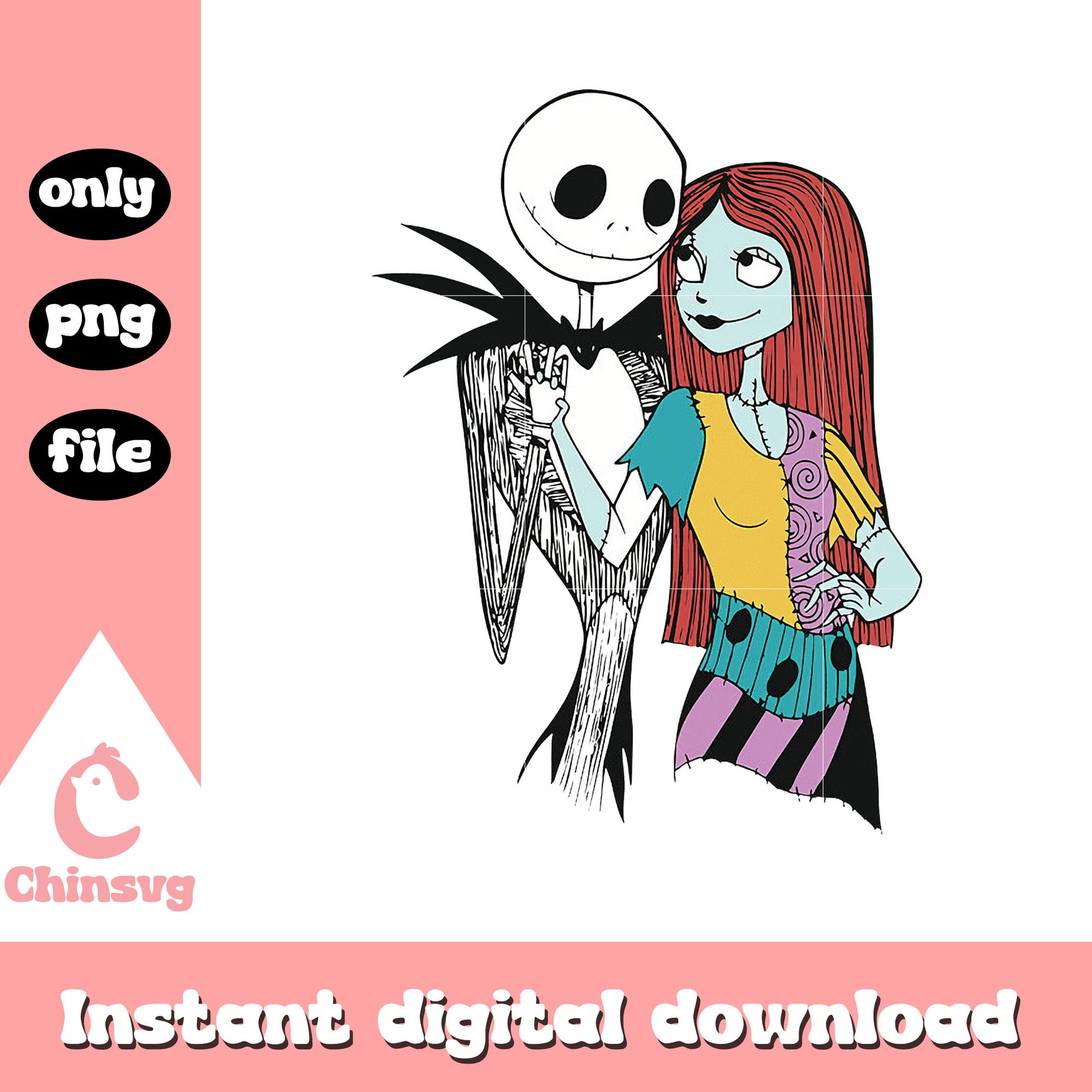 Gothic sally and jack romantic cartoon png, sally jack skellington png