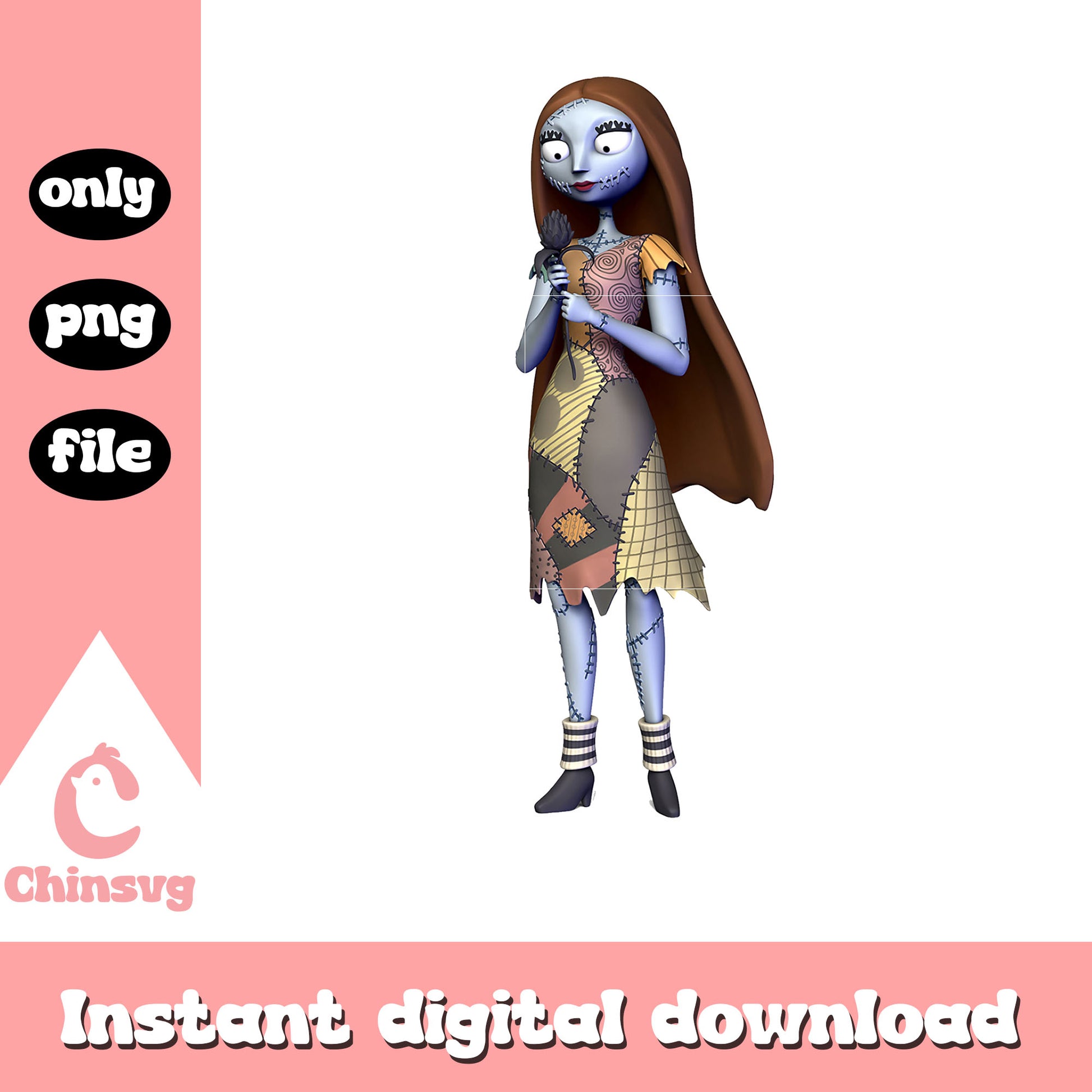 Gothic sally graphic clipart png, nightmare before christmas film png