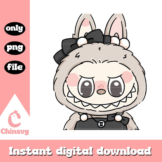 Goth lolita labubu cute doll design png, labubu art png