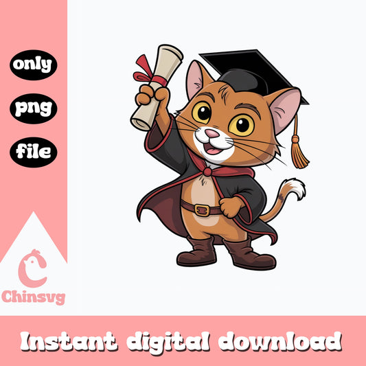 Graduation Cat PNG, Cute Cat Diploma Clipart, Cat Graduate PNG