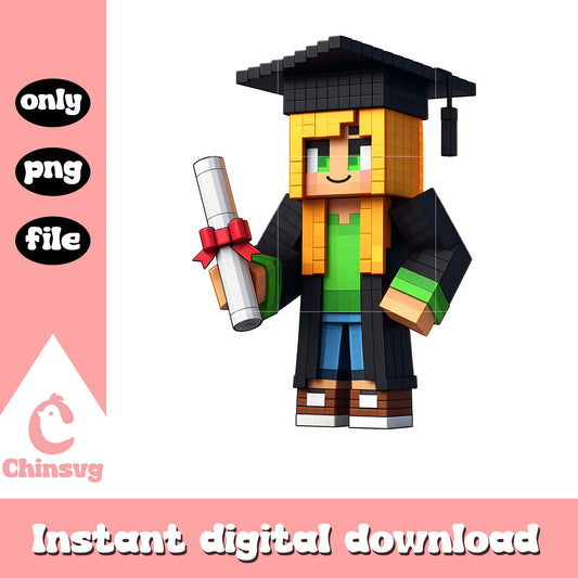 Graduation player minecraft design png, minecraft png, graduation png