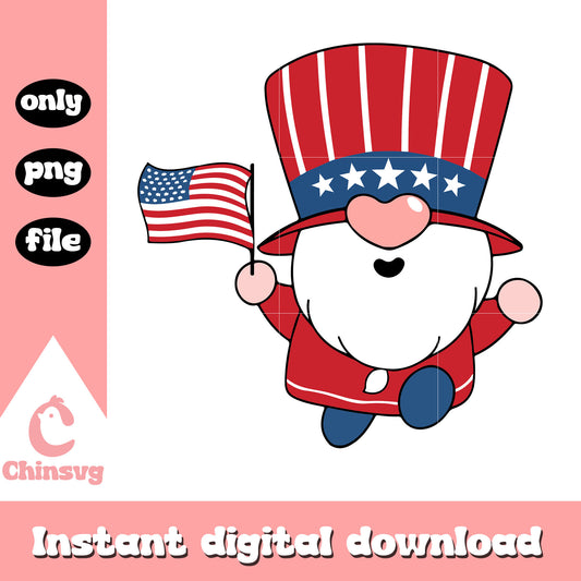 Grandma's little gnomies hold flag png, independence day gnomies png