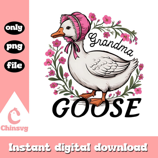Grandma goose baby duck design png, vintage floral png, duck png