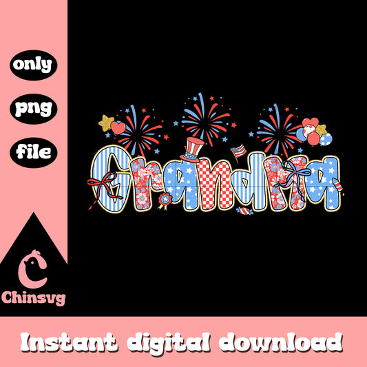 Grandma red and blue font png, Grandma text usa day png
