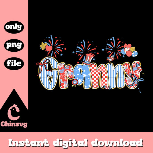 Granny font 4th of july png, Granny text independence day png