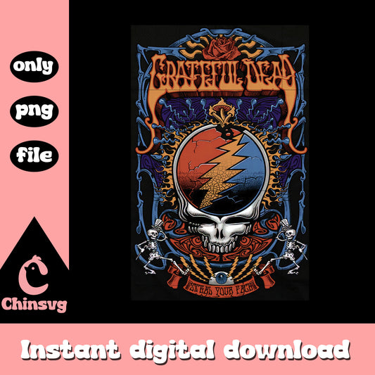 Grateful dead steal your face png, skull png, tarot card png