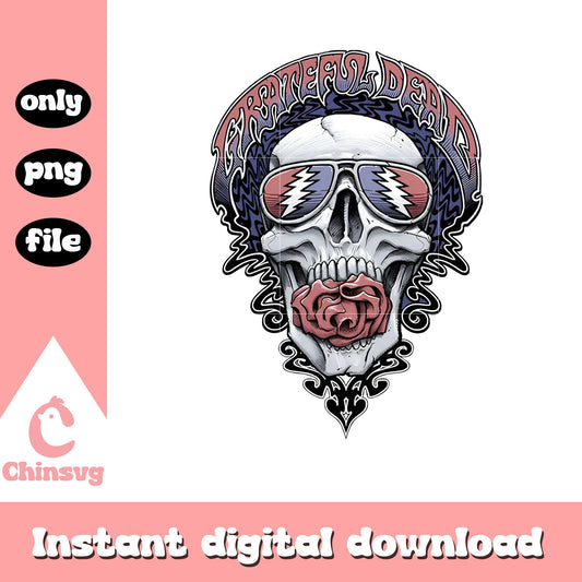 Grateful dead vintage skull rose png, skull png, ghost face png