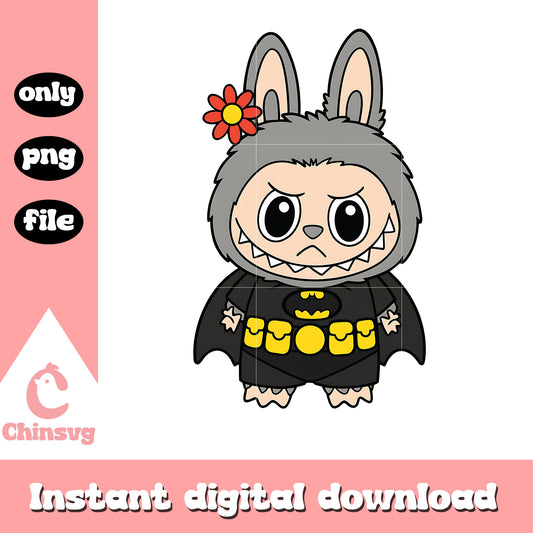 Gray labubu batman drawing design png, batman png, labubu png