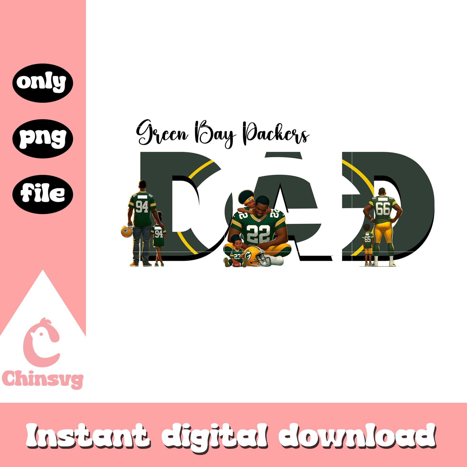 Green Bay Packers dad design png, espn nfl draft png