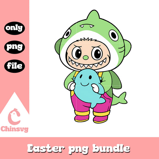 Green baby shark labubu cute doll drawing png, baby shark png