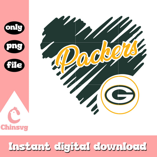 Green bay packers heart shaped football logo svg, green bay packers sticker svg