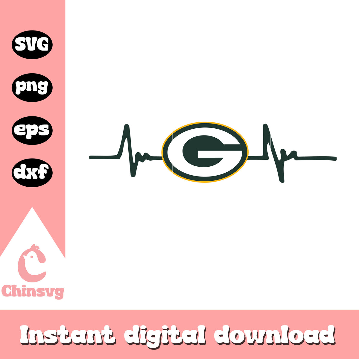 Green bay packers nfl g heartbeat svg, green bay packers nfl logo svg