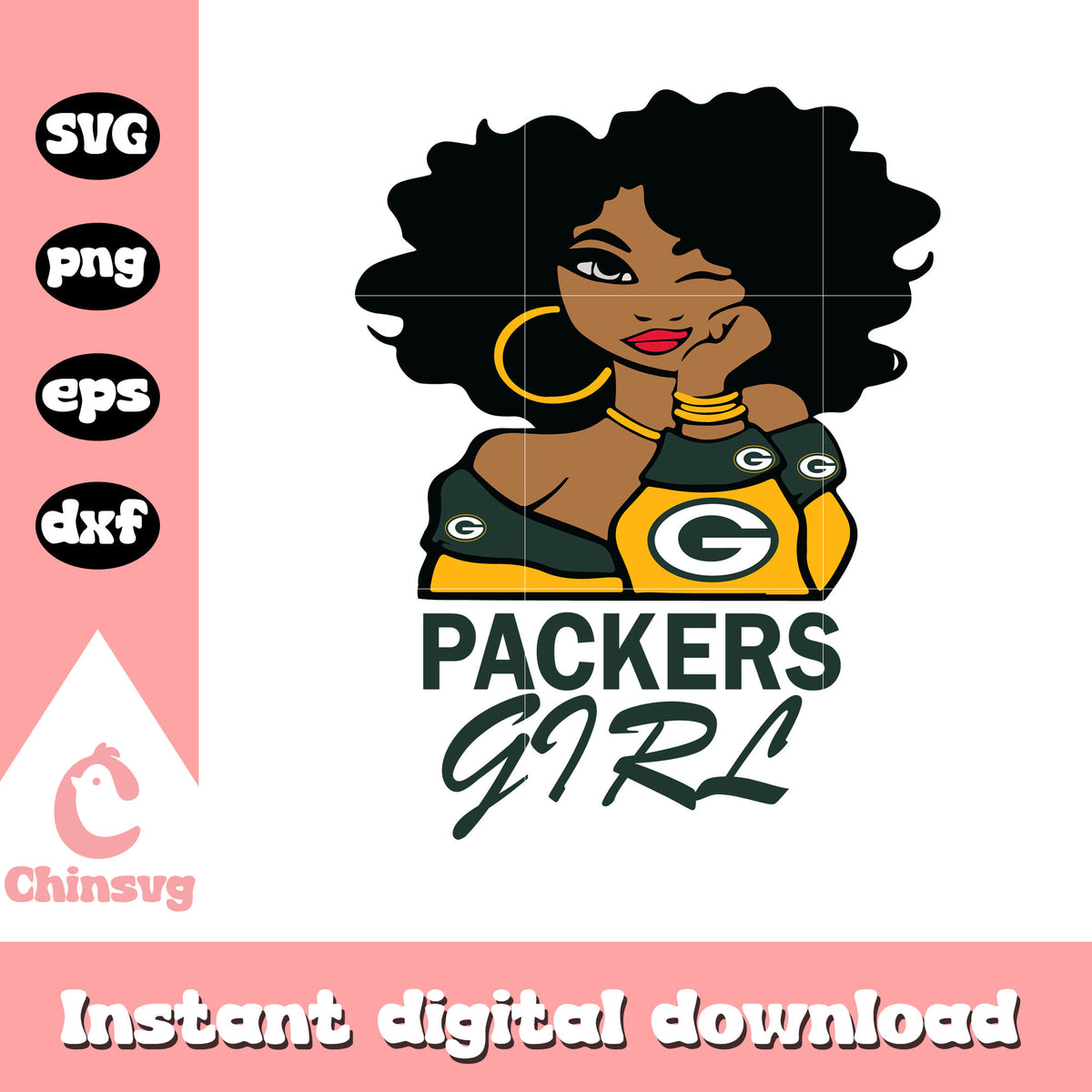 Green bay packers nfl girl svg, green bay packers logo images svg