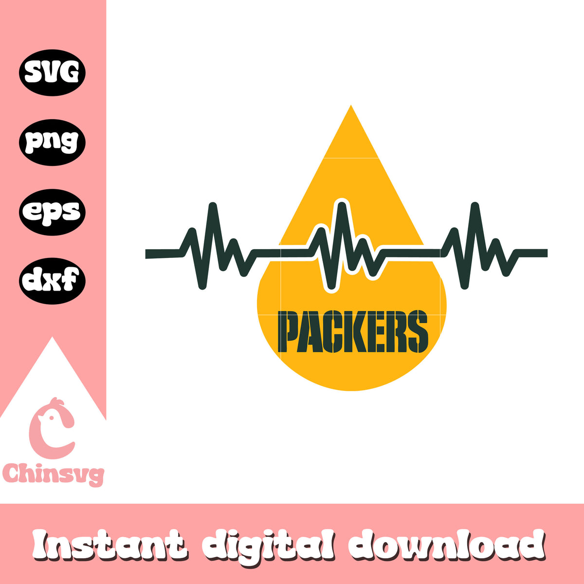 Green bay packers nfl heartbeat blood svg, green bay packers old logo svg