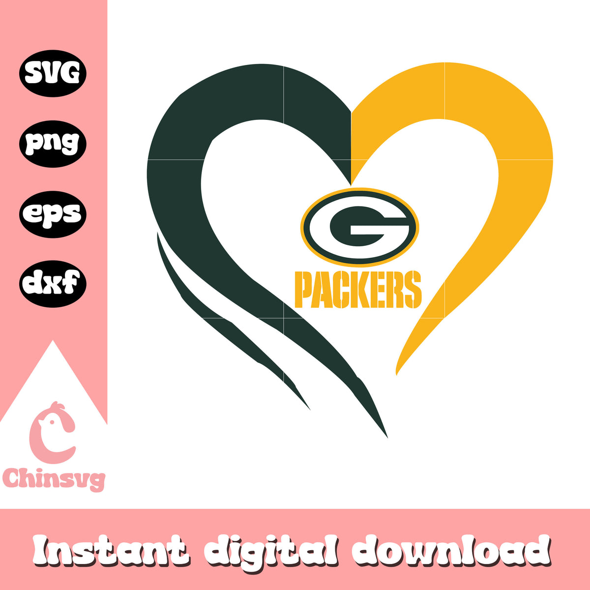 Green bay packers nfl heart shape svg, green bay packers nfl logos svg