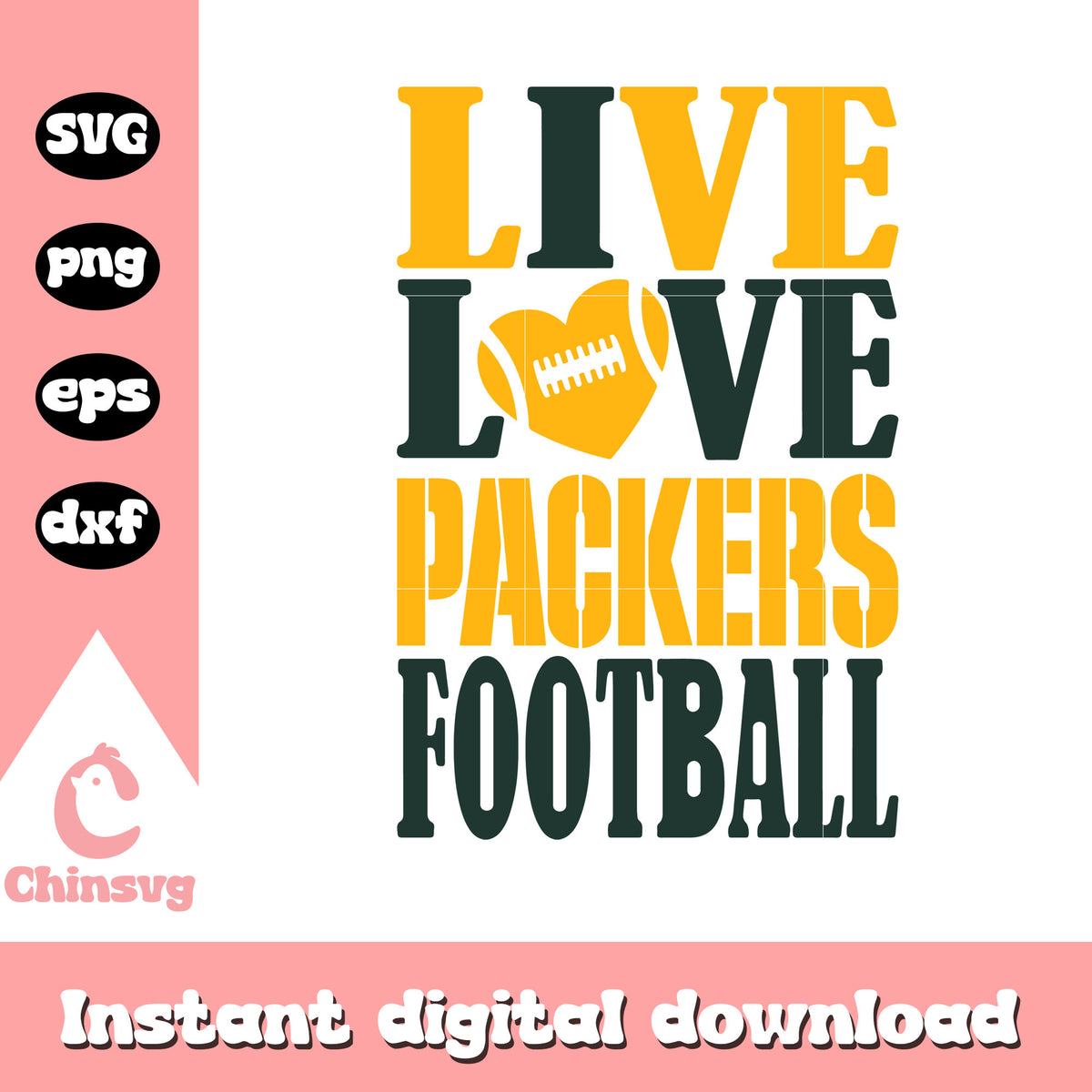 Green bay packers nfl live love football svg, green bay packers football logo svg