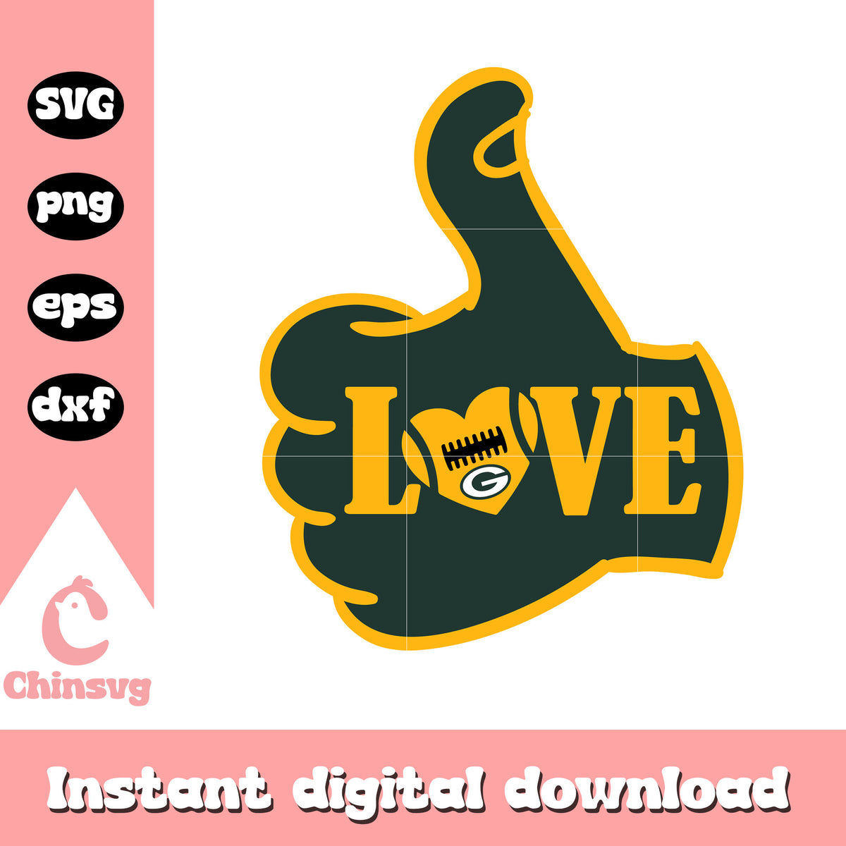 Green bay packers nfl love hand like svg, green bay packers logo pics svg