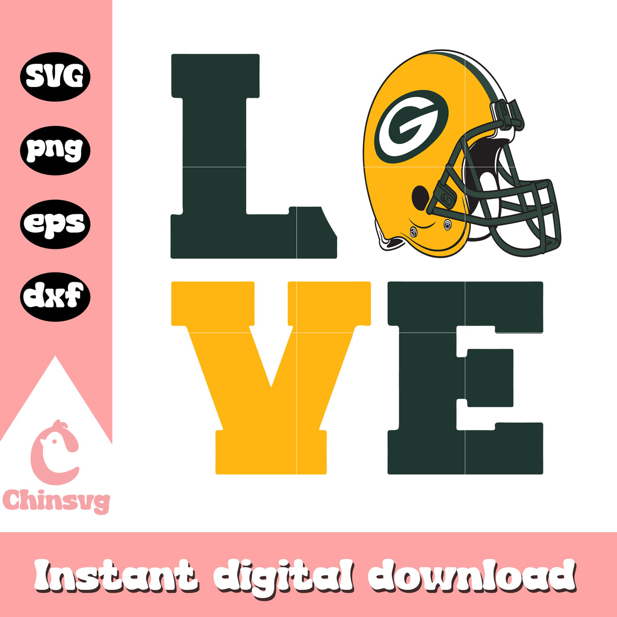 Green bay packers nfl love logo svg, green bay packers helmet logo svg