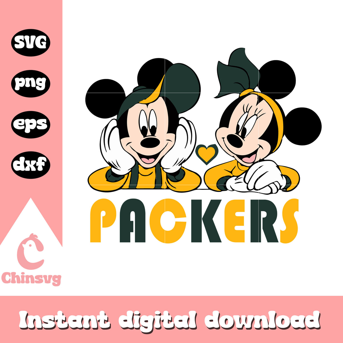 Green bay packers nfl mickey and minnie disney svg, green bay packers svg