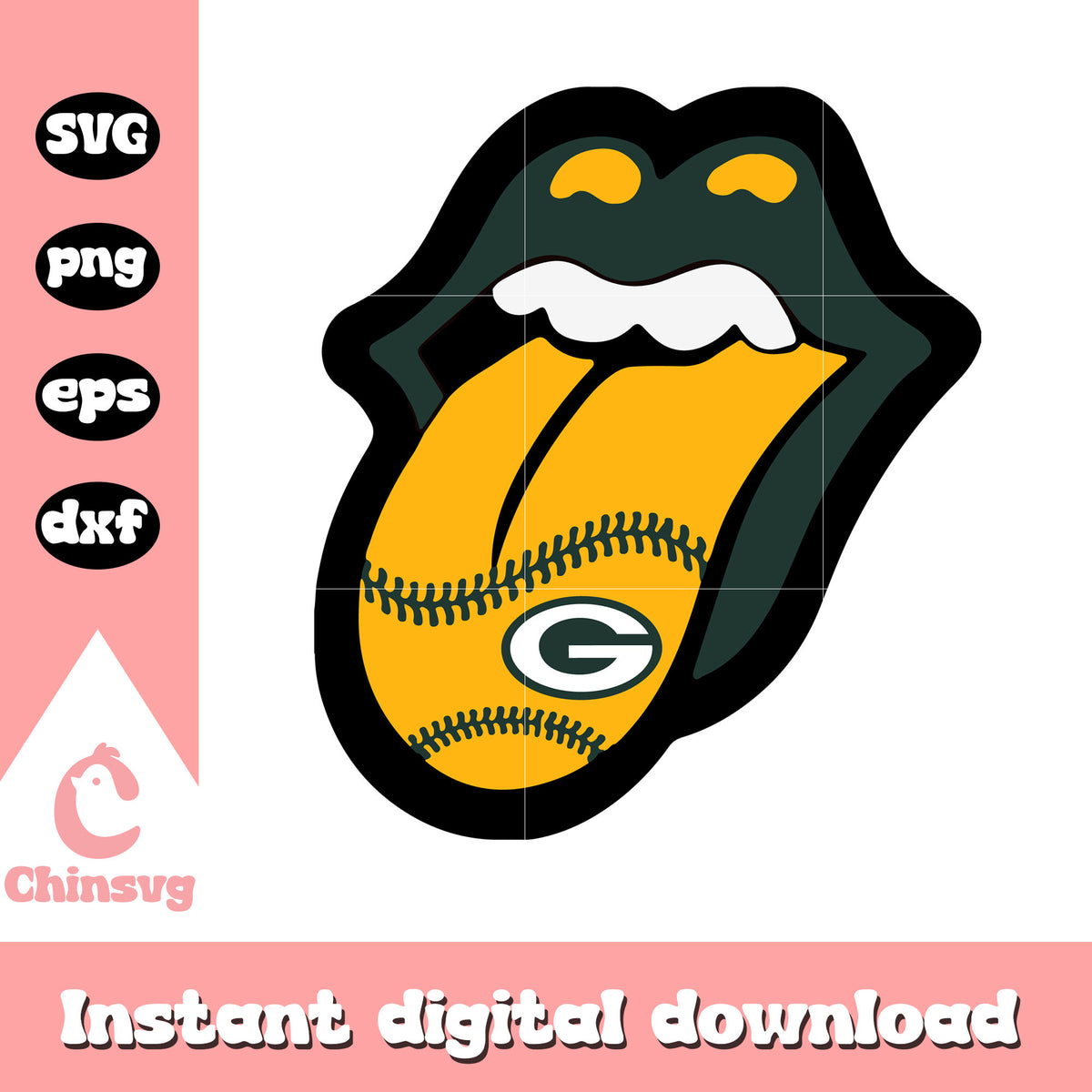 Green bay packers nfl tongue logo svg, green bay packers cool logo svg