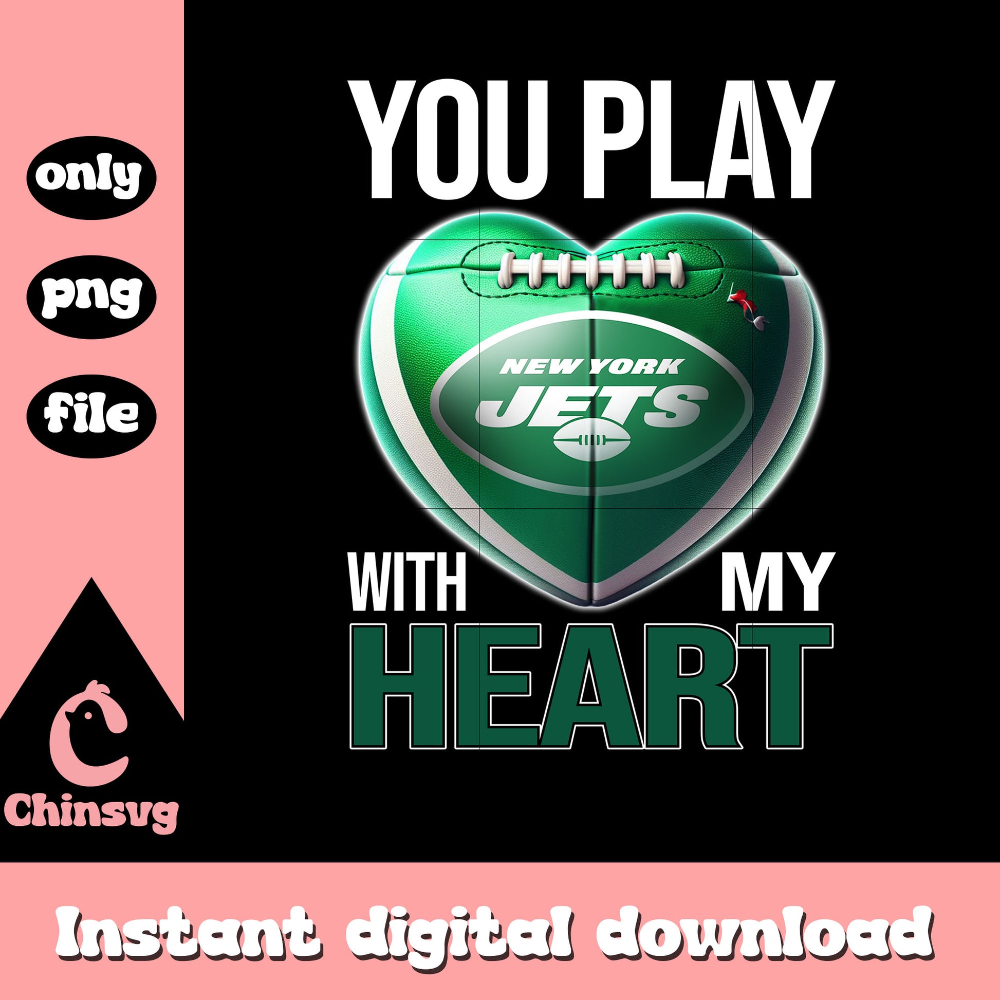 Green heart jets cartoon png, new york jets logo​​​ png