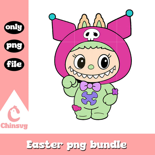 Green kuromi labubu cute doll drawing png, kuromi character png