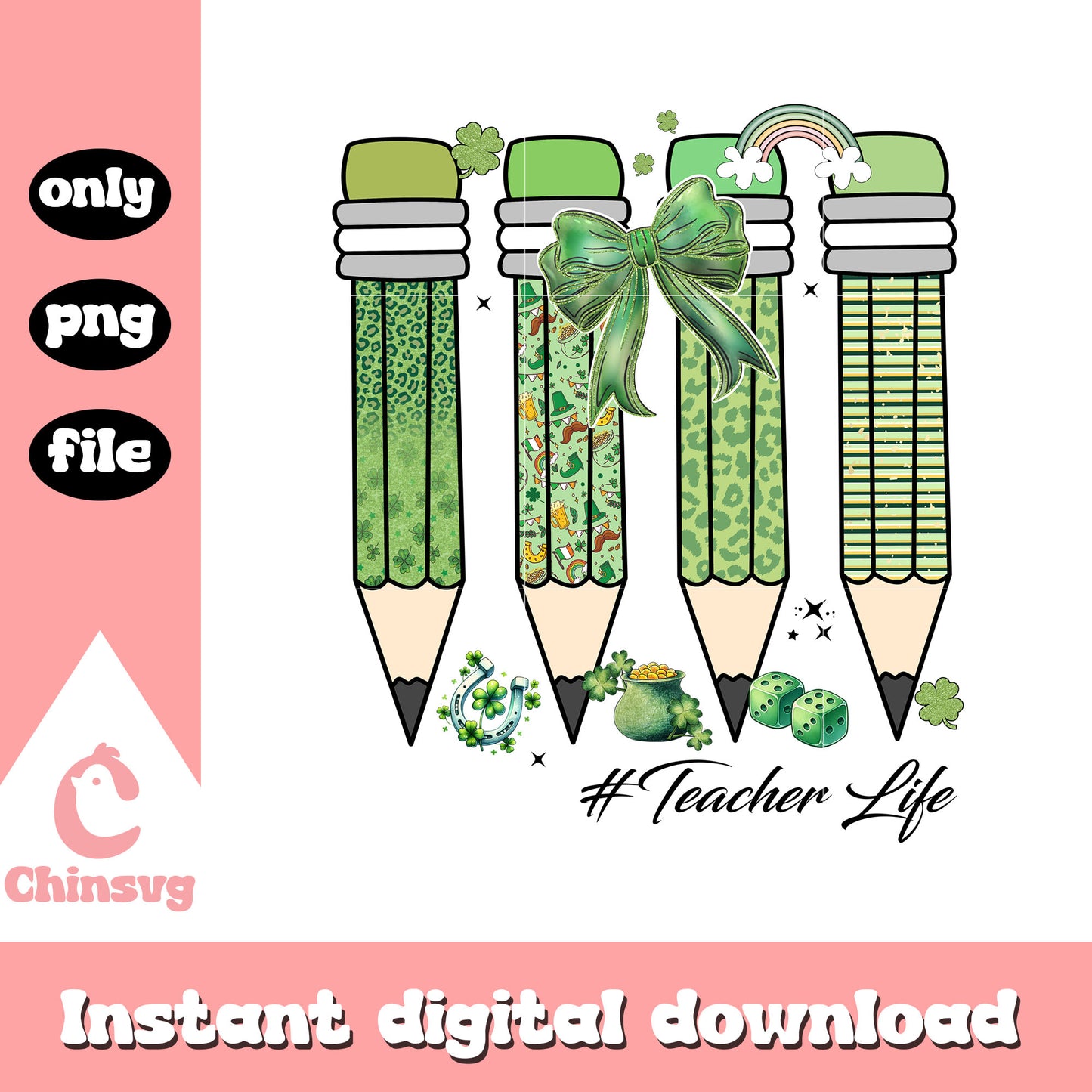 Green pencil st patrick’s png, st patrick decorations​ png