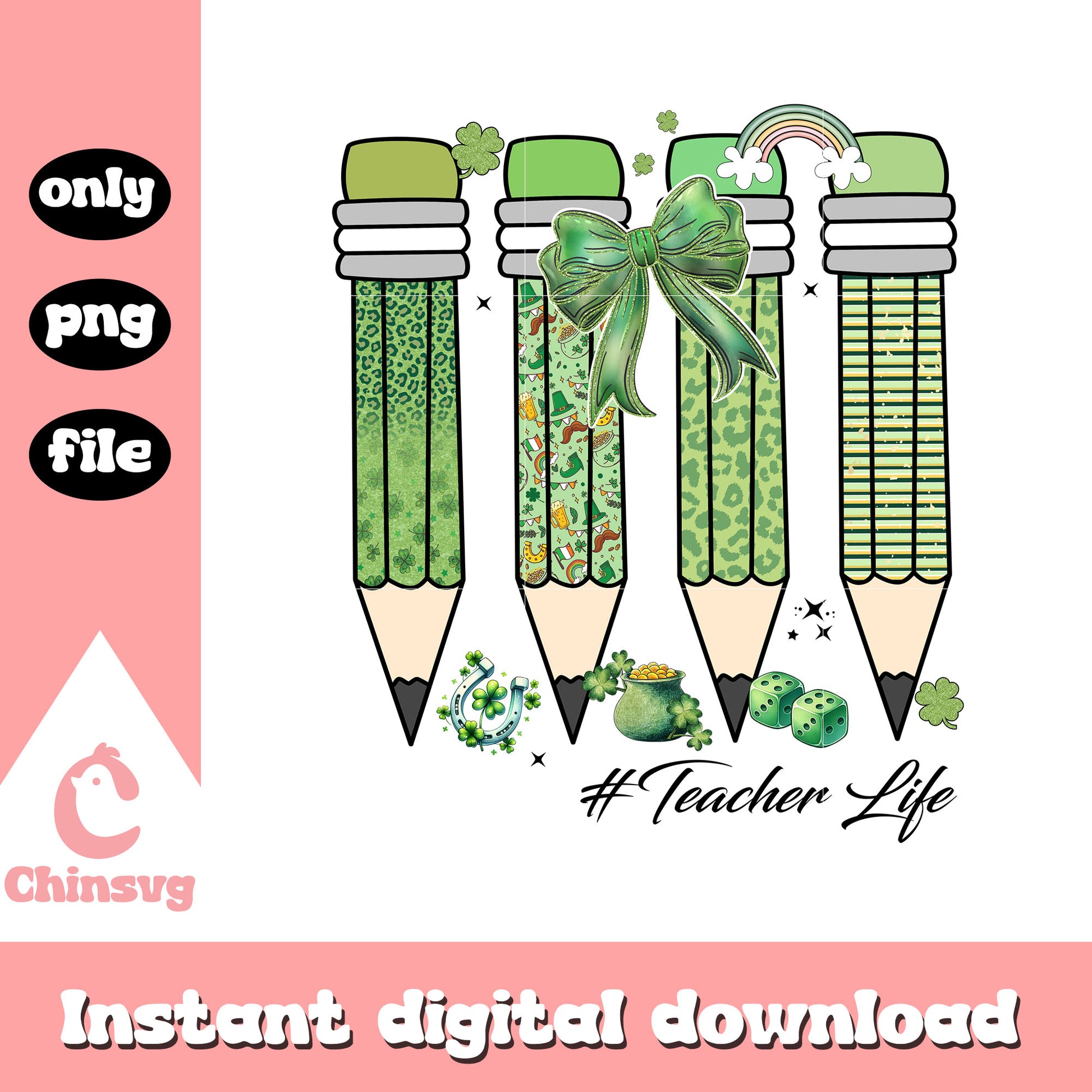 Green pencil st patrick’s png, st patrick decorations​ png