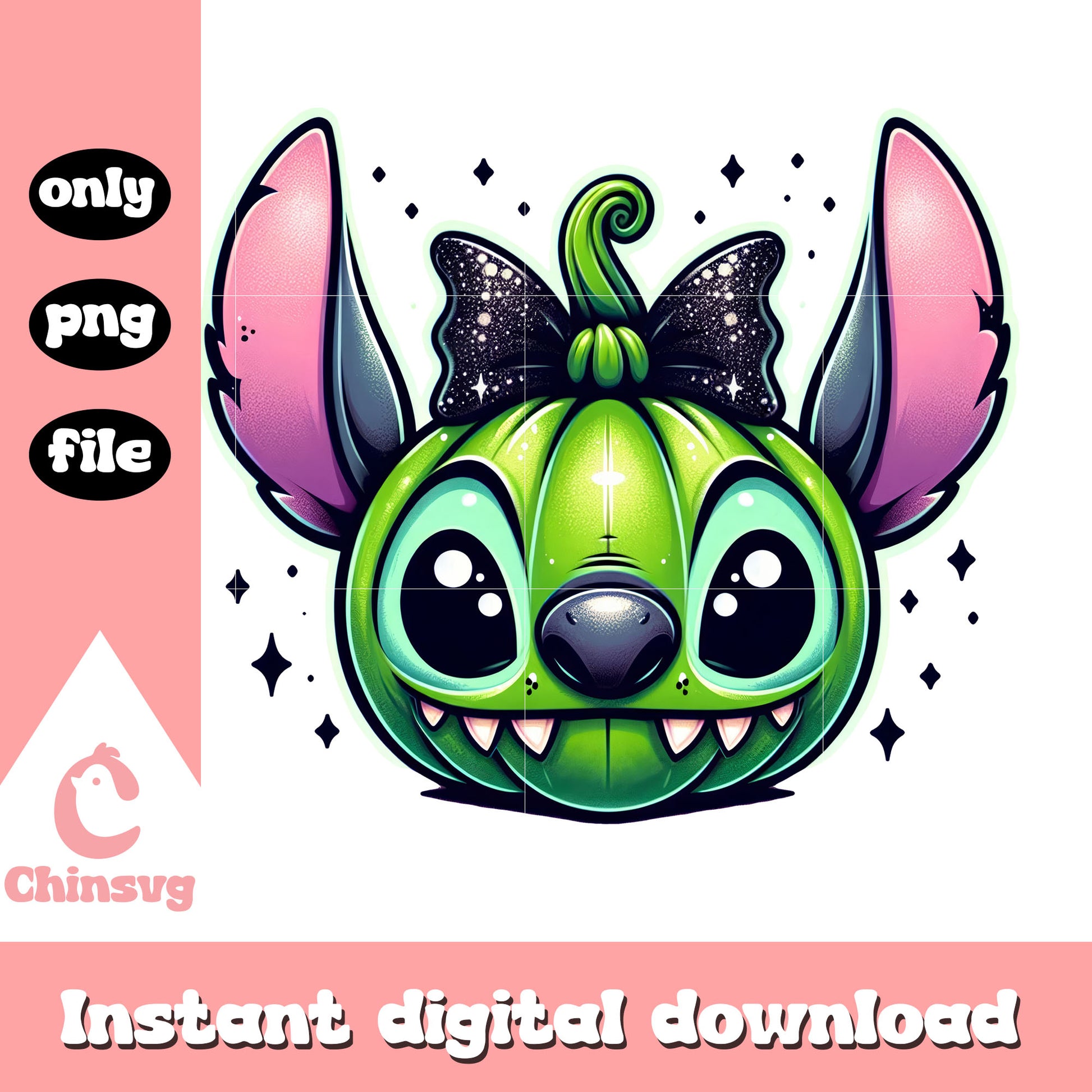 Green stitch face coquette bow halloween png, happy halloween png